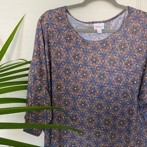 LuLaRoe Irma: Purple, Gold, Red Starburst Pattern